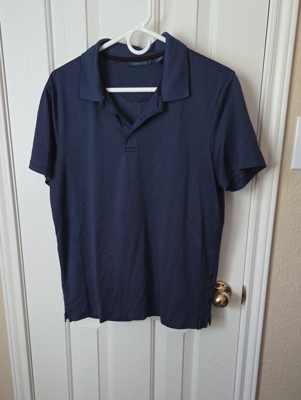 Perry Ellis Navy Textured Polo Shirt